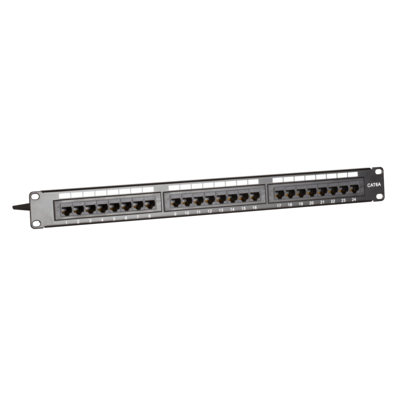 CAT 6a, UTP Netzwerk-Patchpanel, 19”, 24-fach. 