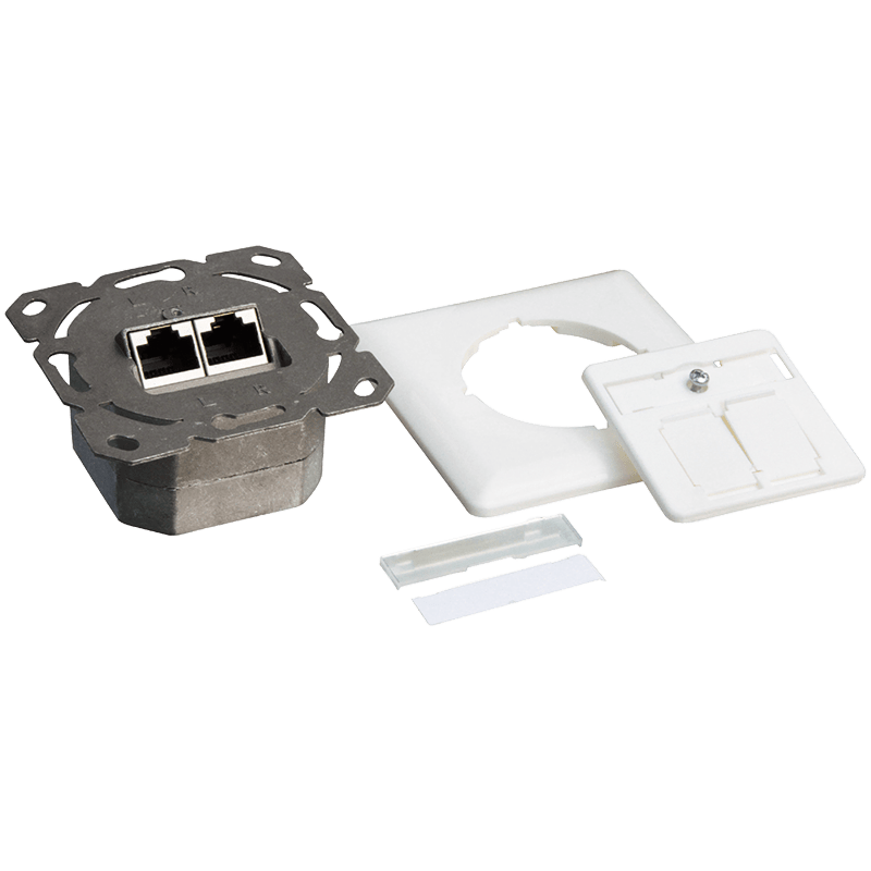 Dose Unterputz Cat. 6/ Class E zweifach, geschirmt, 2 x RJ45 Weiß