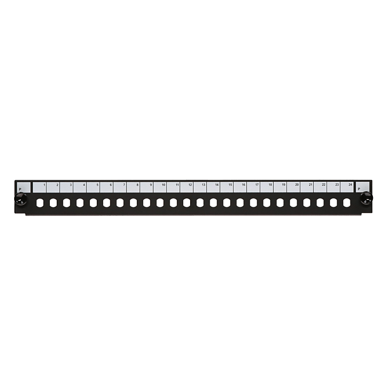 Frontplatte ST 24-Port schwarz Simplex, geeignet für universelle Glasfaserablage