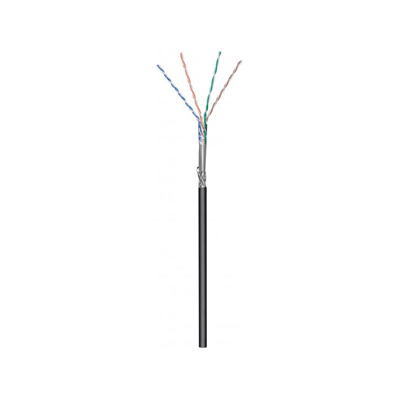 CAT6 S/FTP 50m outdoor Netzwerkkabel auf Spule gewickelt starrleiter Schwarz CCA