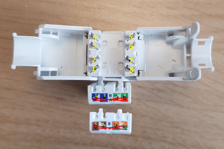 Cat6a UTP Keystone Konnektor Farbfolge